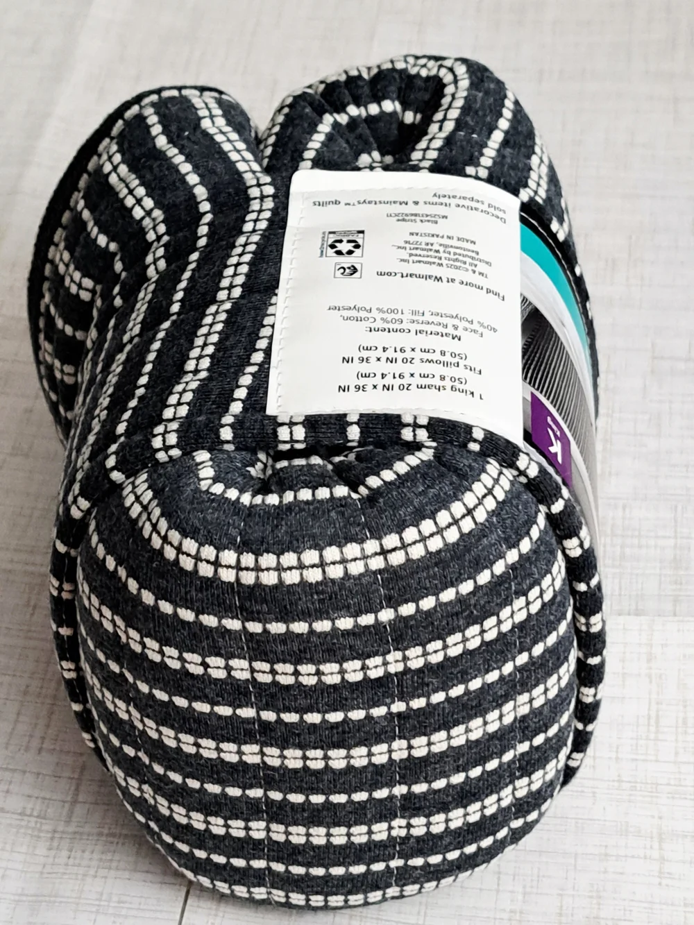 Mainstays Jersey Channel Black and White Striped King Pillow Sham